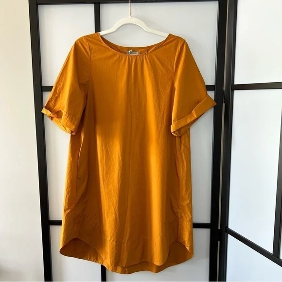 [2] NWT COS Golden Mustard Yellow Lightweight A-line Shift Dress 100% Cotton - Picture 3 of 13